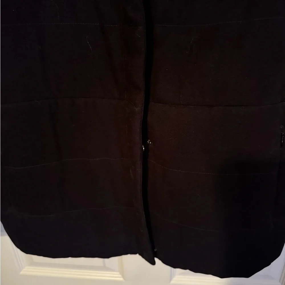Jones NY Sz Lg Black Quilted Puffer Coat w/ faux fur detach collar, zip & snaps - Picture 3 of 9